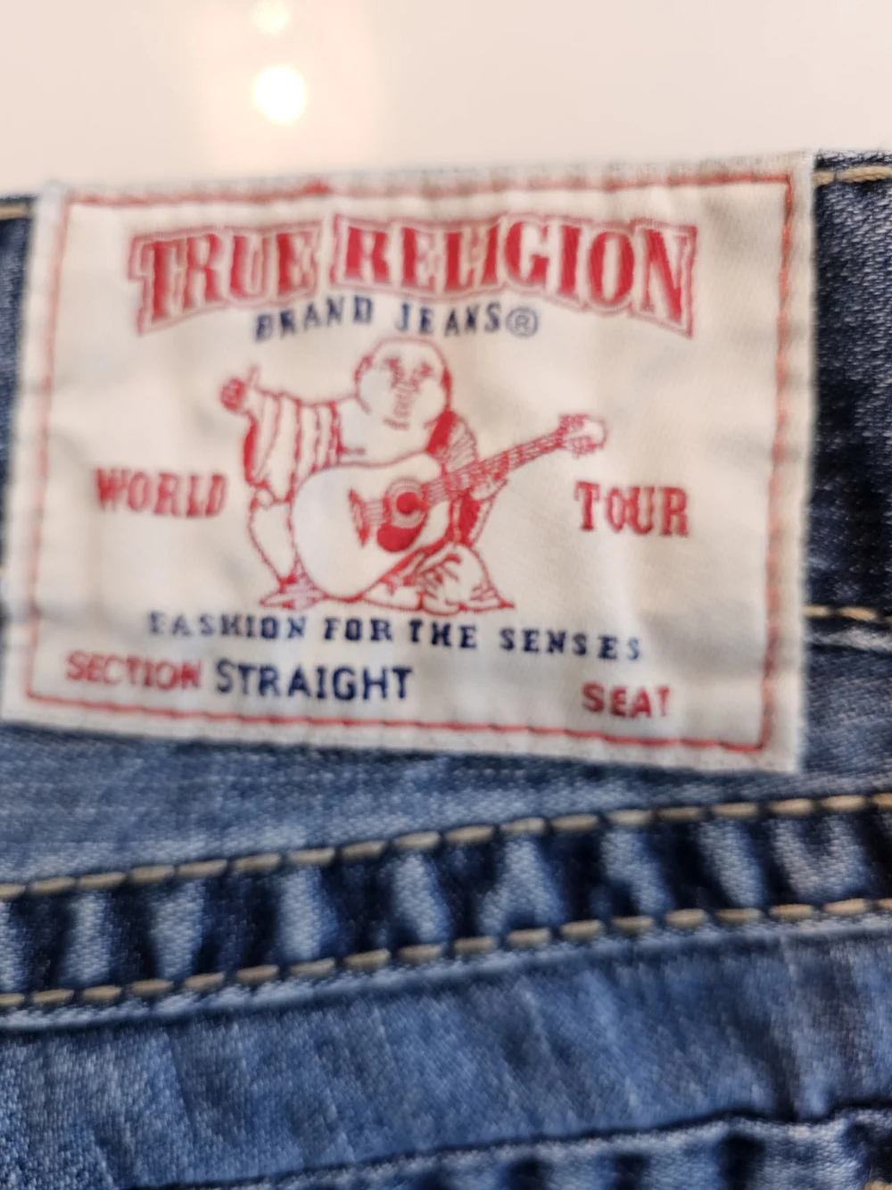 True Religion Men's Distressed Blue Slim Straight Jeans 36 Waist 32-34 Length